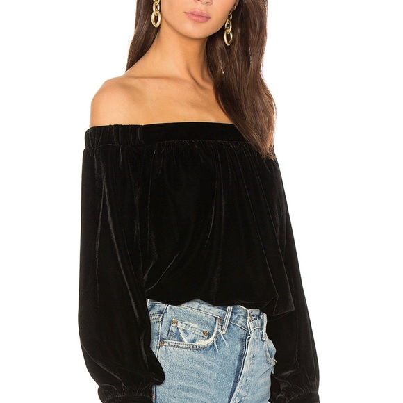 L'Academie Off-the-Shoulder Velour Top - Picture 2 of 6